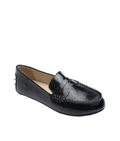 AnnaKastle Womens Patent Leather Penny Loafer Driving Shoes Black