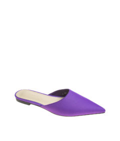 AnnaKastle Womens Chic Pointy Toe Dress Mule Flat Slides Violet