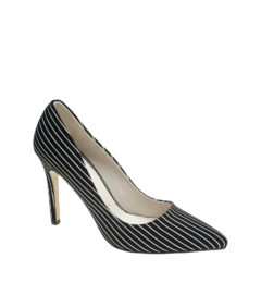 AnnaKastle Womens Black Striped Stiletto Heel Pumps Dress Shoes