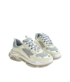 AnnaKastle Womens Low Top Chunky Clear Sole Trainers Gray