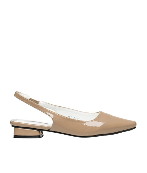 AnnaKastle Womens Pointy Toe Patent Slingback Flats Beige