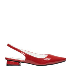 AnnaKastle Womens Pointy Toe Patent Slingback Flats Red