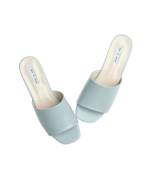 AnnaKastle Womens Simple Low Heel Slides Light Blue
