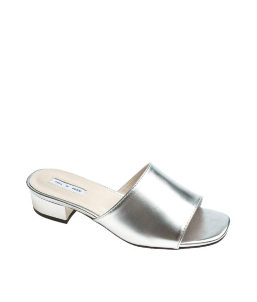 AnnaKastle Womens Simple Low Heel Slides Silver