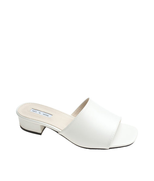 AnnaKastle Womens Simple Low Heel Slides White
