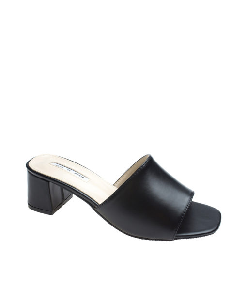 AnnaKastle Womens Simple Mid Heel Slide Sandals Black