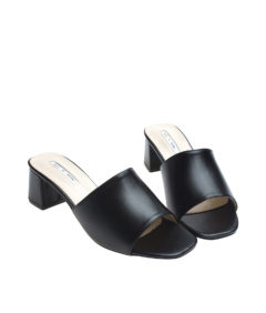 AnnaKastle Womens Simple Mid Heel Slide Sandals Black