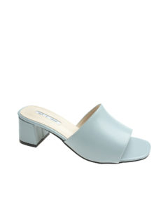 AnnaKastle Womens Simple Mid Heel Slide Sandals Light Blue