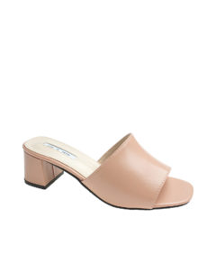 AnnaKastle Womens Simple Mid Heel Slide Sandals Pink