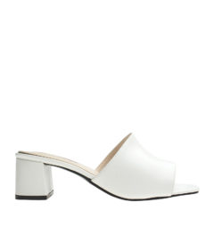 AnnaKastle Womens Simple Mid Heel Slide Sandals White