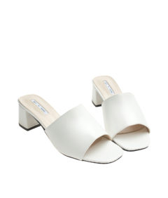 AnnaKastle Womens Simple Mid Heel Slide Sandals White