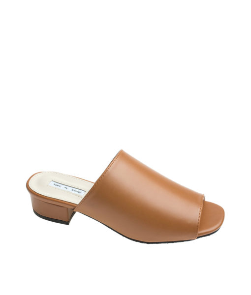 AnnaKastle Womens Low Heel Mule-Like Sandals Light Brown