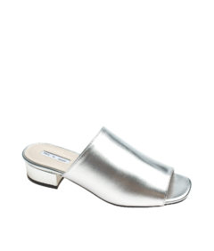 AnnaKastle Womens Low Heel Mule-Like Sandals Silver