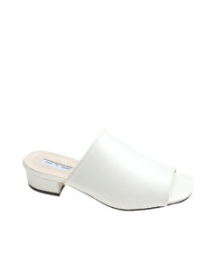 AnnaKastle Womens Low Heel Mule-Like Sandals White