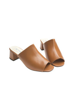 AnnaKastle Womens Mid Heel Mule-Like Sandals Light Brown