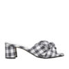 AnnaKastle Womens Knotted Bow Gray Gingham Mule Sandals