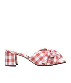 AnnaKastle Womens Knotted Bow Red Gingham Mule Sandals