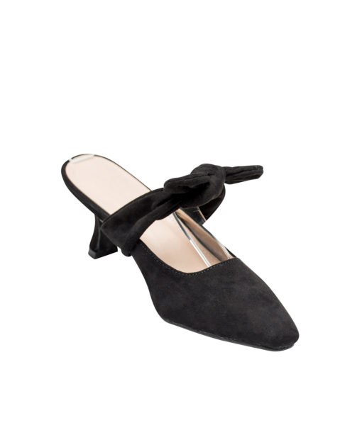 AnnaKastle Womens Knotted Bow Mary Jane Heel Mules Black