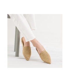 AnnaKastle Womens Pointed Apron Toe Piped Loafer Mules Beige