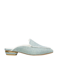 AnnaKastle Womens Pointed Apron Toe Piped Loafer Mules LightBlue