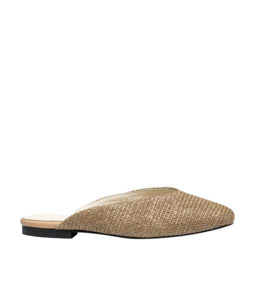 AnnaKastle Womens Square Toe V Cut Woven Flat Mules Brown