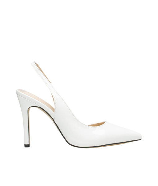AnnaKastle Womens Classic Patent Slingback High Heel Pumps White