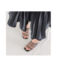 AnnaKastle Womens Strappy Wedge Slide Sandals Black