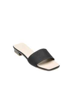 AnnaKastle Womens Single Strap Fabric Slide Sandals Black