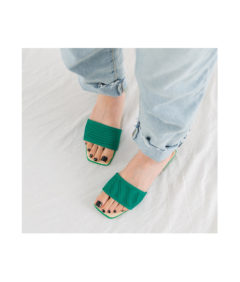 AnnaKastle Womens Single Strap Fabric Slide Sandals Green