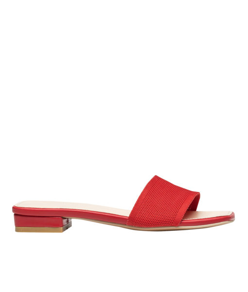 AnnaKastle Womens Single Strap Fabric Slide Sandals Red
