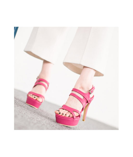 AnnaKastle Womens Strappy Platform Stiletto Heel Sandals Pink