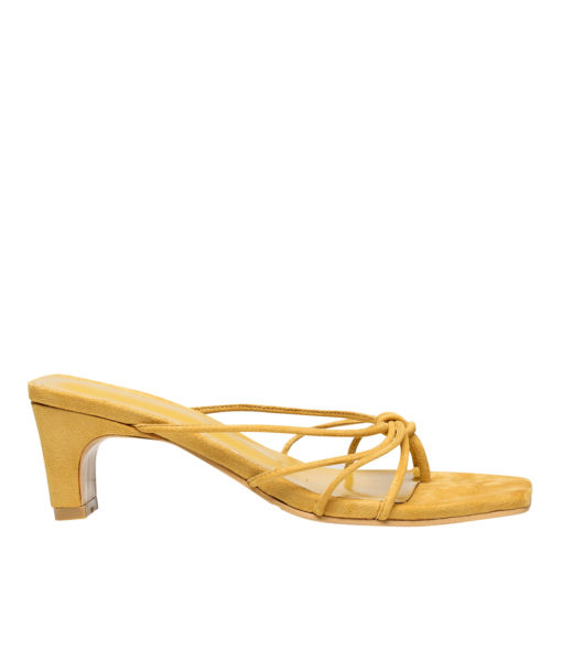AnnaKastle Womens Suede Strappy Heel Thong Sandals Yellow