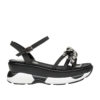 AnnaKastle Womens Faux Crystal Bow Sneaker Sole Platform Sandals Black
