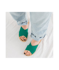 AnnaKastle Womens Crochet Criss Cross Slide Sandals Green