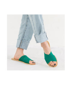 AnnaKastle Womens Crochet Criss Cross Slide Sandals Green