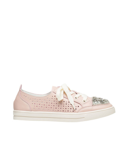 AnnaKastle Womens Cap Toe Star Perforated Sneakers Pink