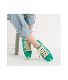 AnnaKastle Womens Tabi-Style Split Toe Canvas Sneakers Green