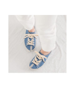 AnnaKastle Womens Tabi-Style Split Toe Backless Sneakers Blue