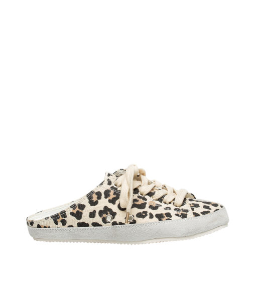 AnnaKastle Womens Tabi-Style Split Toe Backless Sneakers Leopard