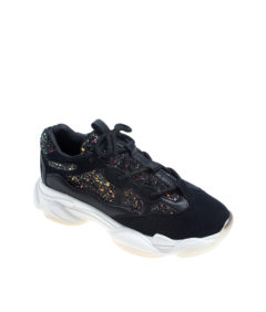 AnnaKastle Womens Sparkly Glitter Low Top Sneakers Black