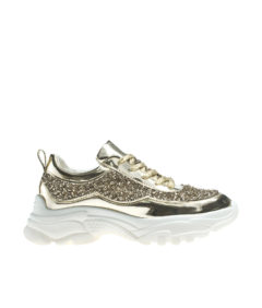 AnnaKastle Womens Shimmering Tinsel Low Top Sneakers Gold