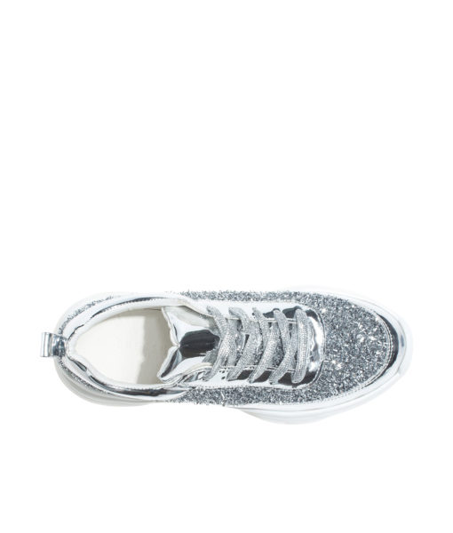 AnnaKastle Womens Shimmering Tinsel Low Top Sneakers Silver