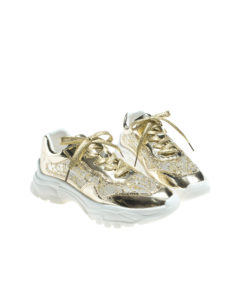 AnnaKastle Womens Vegan Patent Semi-Sheer Sneakers Gold