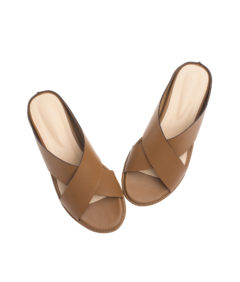 AnnaKastle Womens Criss Cross Mini-Wedge Sandals Brown