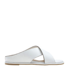 AnnaKastle Womens Criss Cross Mini-Wedge Sandals White