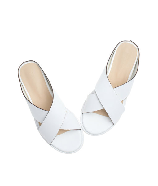 AnnaKastle Womens Criss Cross Mini-Wedge Sandals White