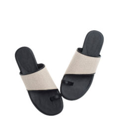 AnnaKastle Womens Jute Toe Ring Slide Sandals Black