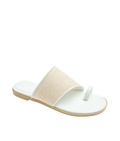 AnnaKastle Womens Jute Toe Ring Slide Sandals White