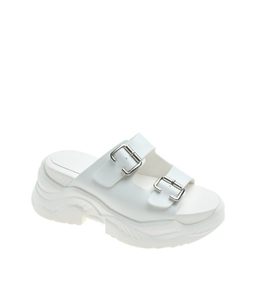 AnnaKastle Womens Chunky Sole Buckled Trainer Sandals White