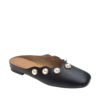 AnnaKastle Womens Faux Pearl Scalloped Flat Mules Black
